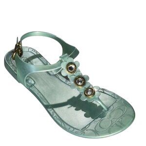 COACH Womens Paisley Jelly Sandals Floral Embellishments Buckle Strap Size 7B